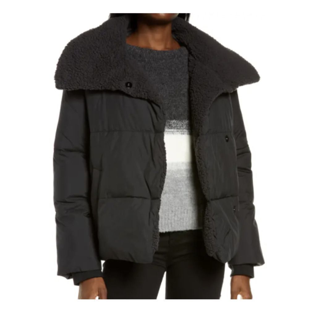 Ugg Patricia Faux Shearling Lined Puffer Jacket In Black Sz M